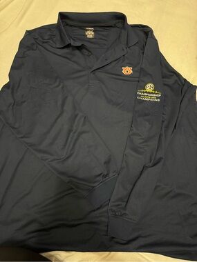 Auburn Navy Lightweight Long-Sleeve Polo Jacket - Collegiate Logo